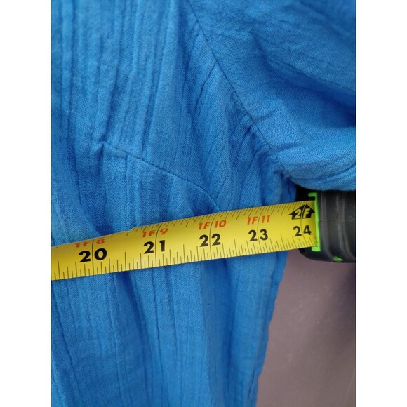Soft Surroundings Marley Gauze Tunic Top Roll Tab Sleeve French Blue Size XL - Picture 8 of 10